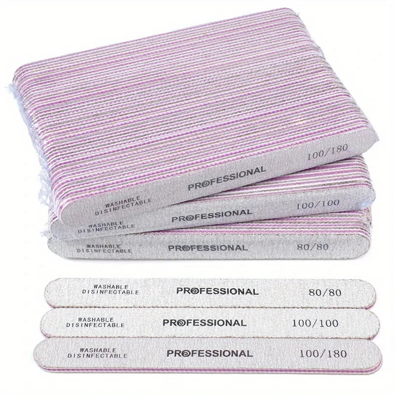 Nail Art Gel Acrylic Tips Files For Pedicure Manicure Care Sanding Buffers Gray Straight Nail File 80/100/180/240 Vue