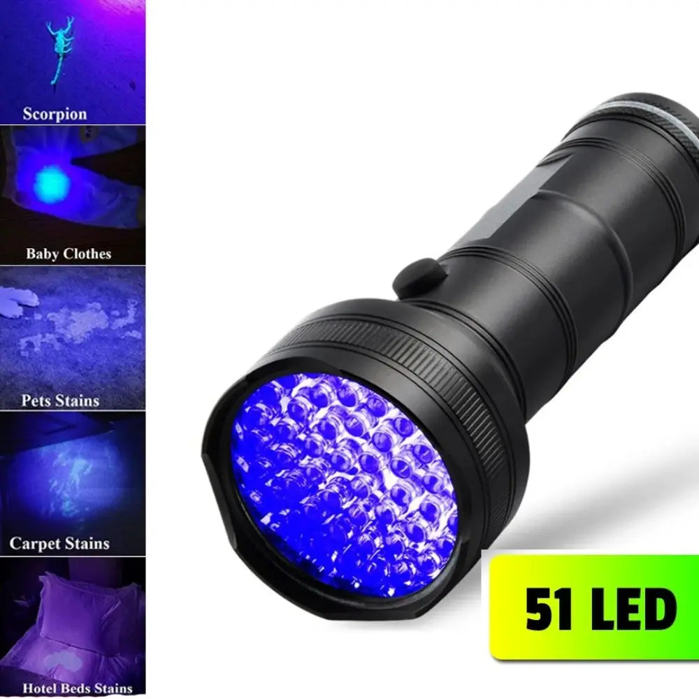 UV 395NM Portable UV Flashlight 51/100 Led Lightweight Ultraviolet Flashlights Mini Torch Detection Lighting Lamp Vue
