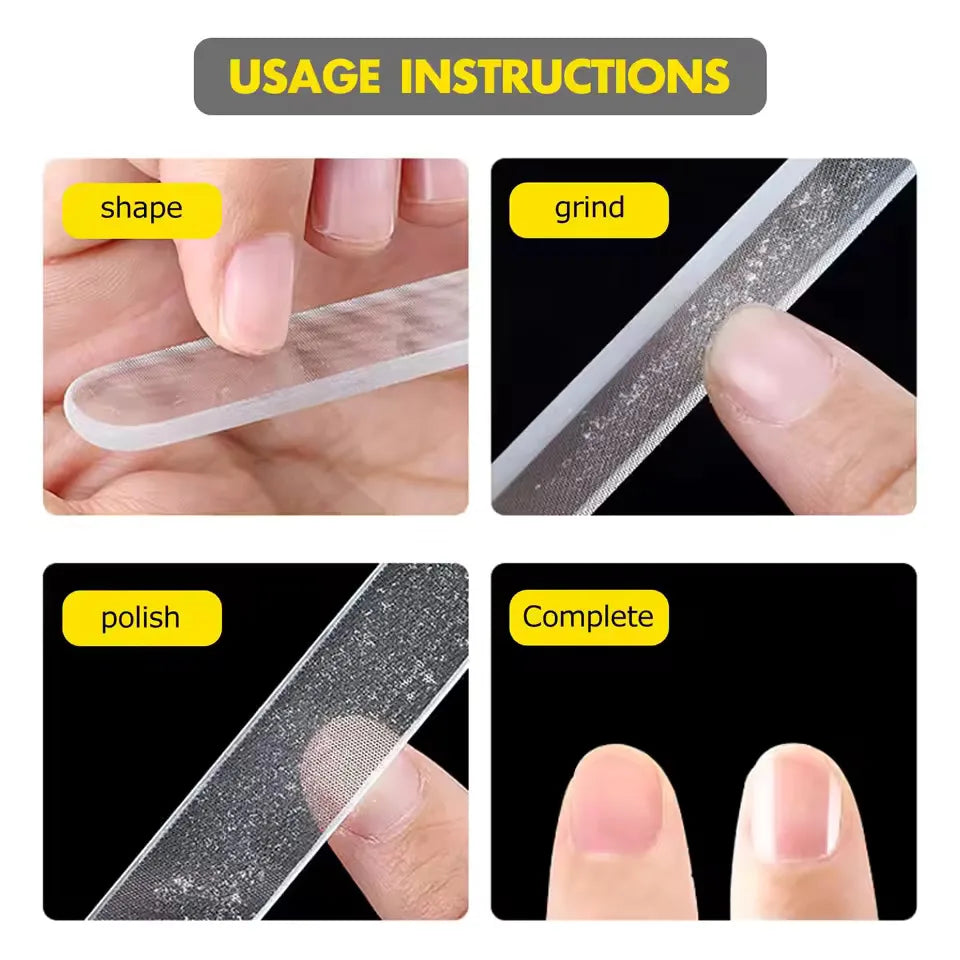 1/8Pcs Glass Nail Shiner Upgrade Glass Nail File for Natural Nails Nano Nail Buffers Crystal Shine Polisher, Professional Manic Vue