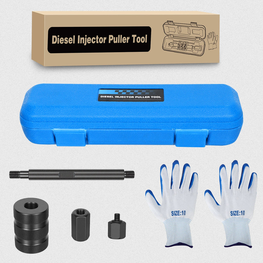 Nilight Diesel Injector Puller Tool with Slide Hammer, Common Rail Fuel Injectors Puller Removal Tool with w M8 M12 M14 Thread Adapter Heavy Duty Injector Remover for Stubborn Diesel Injectors, Blue Vue