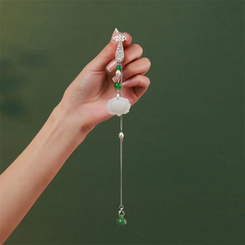 1PCS Women Hanfu Imitation Pearl Brooch Fashion Jewelry Long Hanging Tassel Cheongsam Accessories Alloy Cheongsam Pressed Lapel Vue