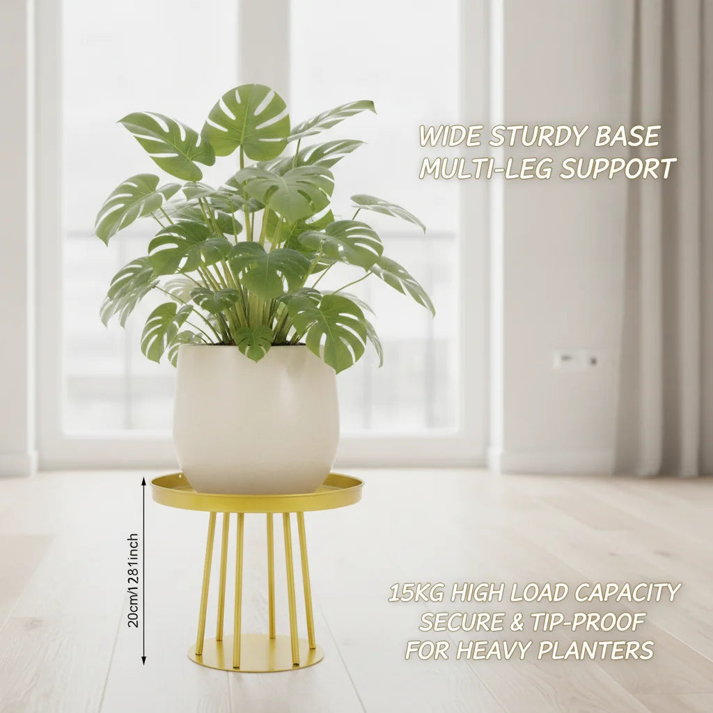 4-Piece Gold Metal Plant Stand Set | Indoor & Outdoor | 2 Sizes Metal Plant Stand Set Vue