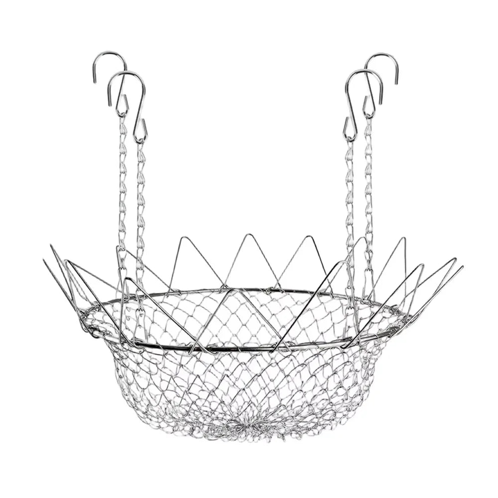 Stainless Steel Adjustable Planter Fillers Heavy Duty Rustproof Plant Pot Riser with Chains Hanging Basket Flowerpot for Outdoor Vue Silver