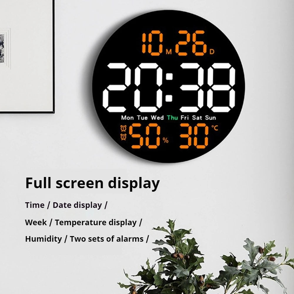10Inch LED Digital Wall Clock with Remote Control Temperature Humidity Date Week Display Countdown Timing Electronic Alarm Clock Vue