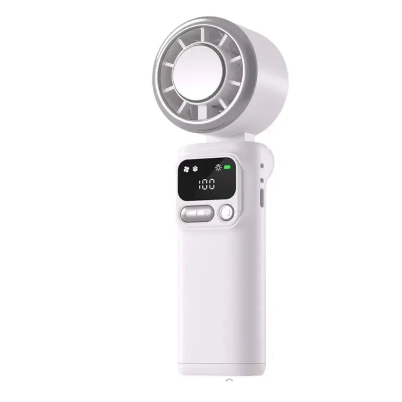 USB Rechargeable Foldable Fan, Portable Ice Cooling Handheld Fan 3600mAh, 90° Adjustable, 5 Speed Wind, 3 IN 1 Hand Fans Vue WHITE
