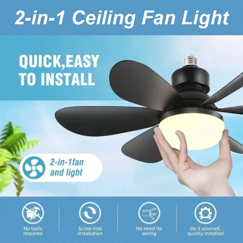 40W Ceiling Fan with Light E27 Fan Light with Remote Control Super Quiet Socket Ceiling Fan for Bedroom Kitchen Home Lighting Vue