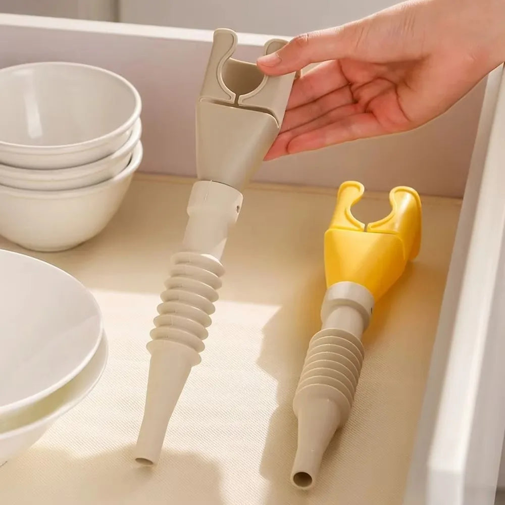 2PCS Telescopic Hose Extendable Kitchen Funnel Spill-Proof Heat-resistant Sauce Dispensing Funnel Wide-mouth Flexible Vue