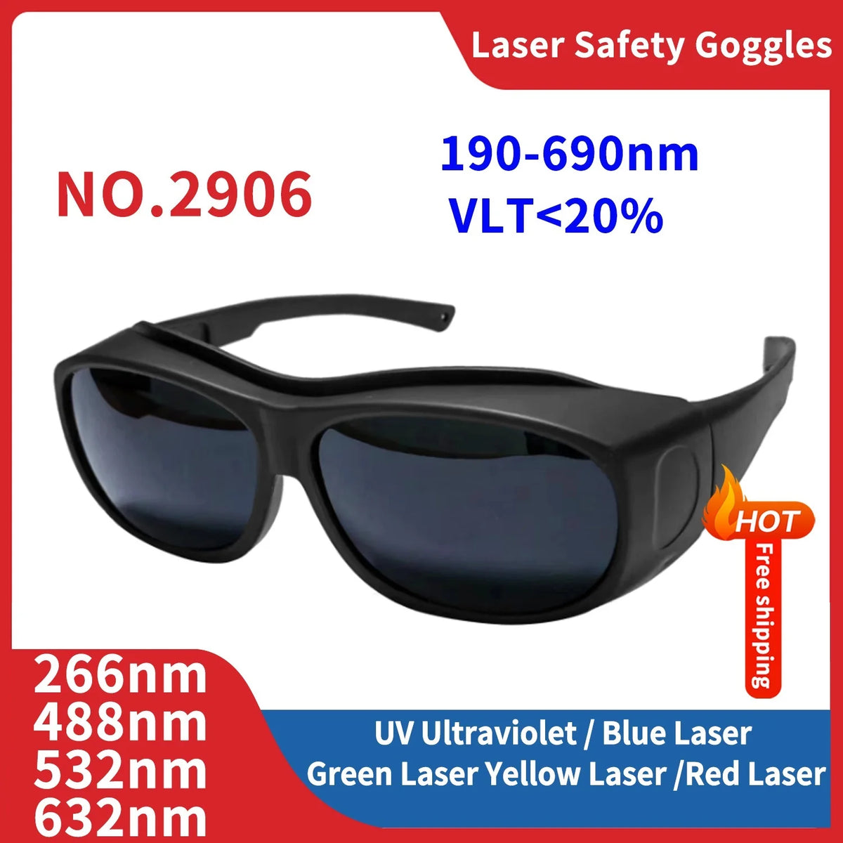 Leeyongin Laser Goggles Gafas De Seguridad Industriales Laboral Safety Protective Glasses IPL Hair Removal Radiation Protection Vue 2906 China Mainland