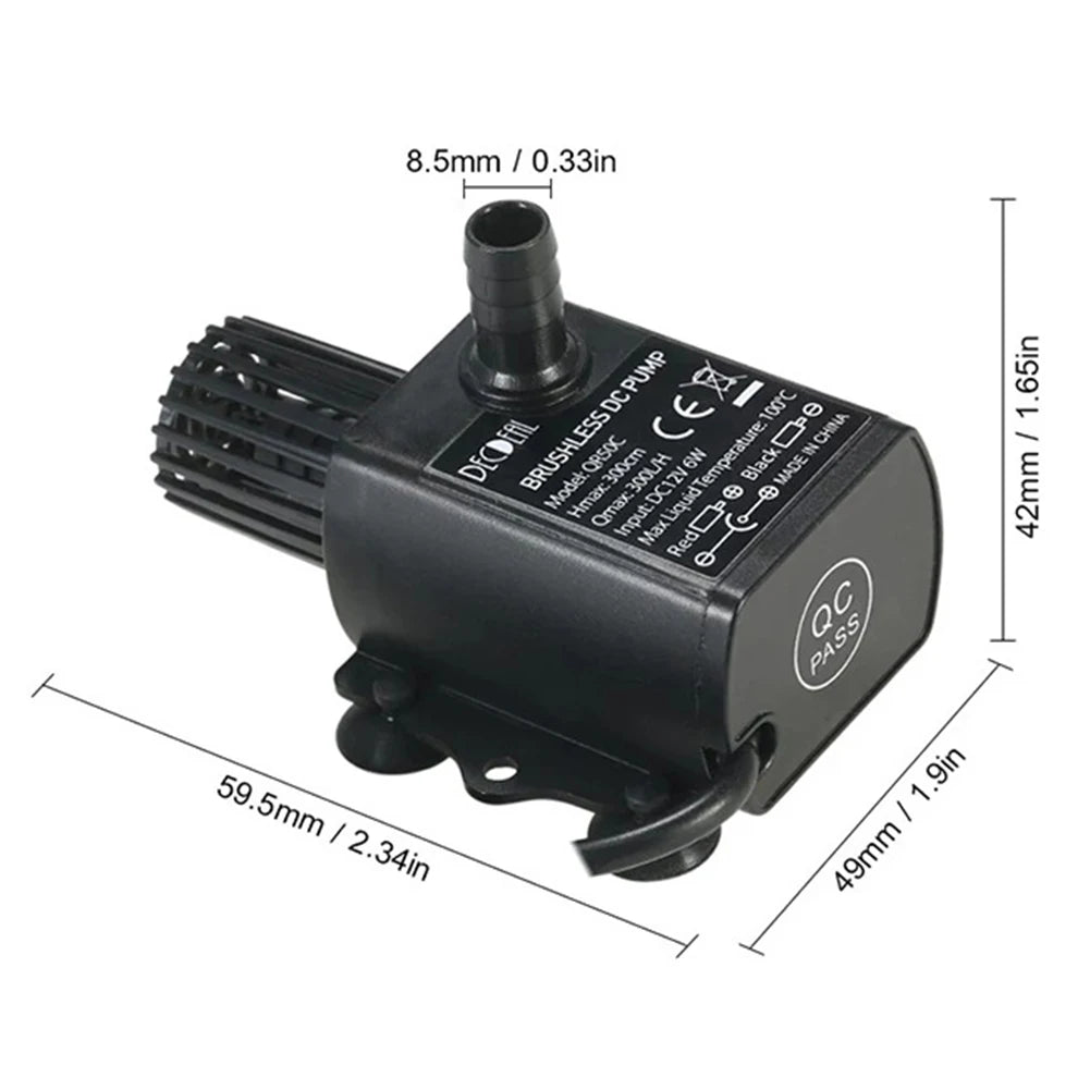 DC 12V Brushless Submersible Pump 300L/h – Aquarium & Fountain Submersible Water Pump Vue