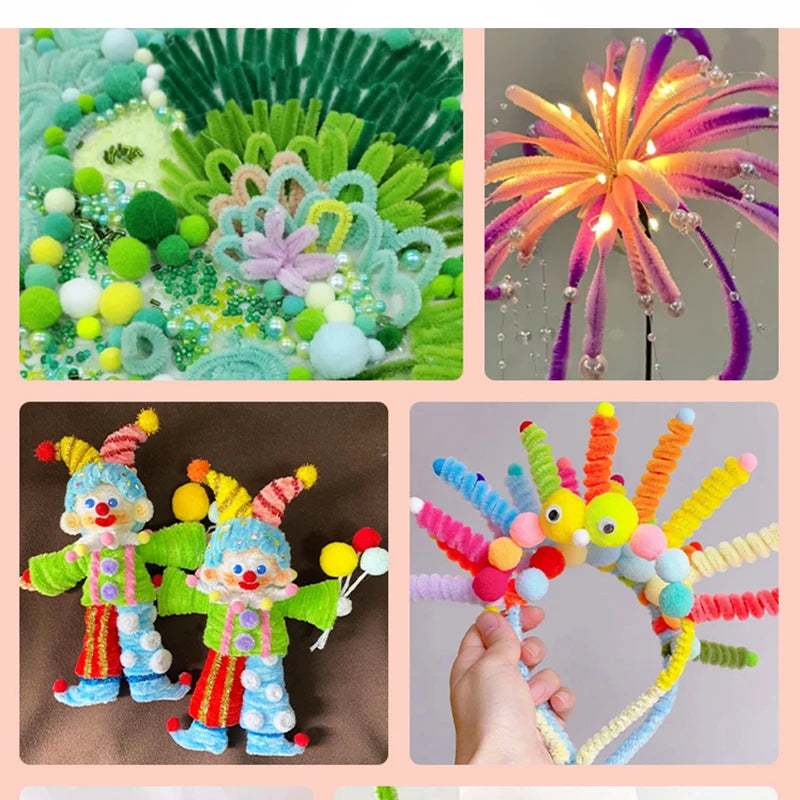 100PCS Handmade Twist Stick Colorful DIY Plush Stem Wired Twist Stick DIY Handmade Toy MateriaValentine's Day Birthday Gift Vue