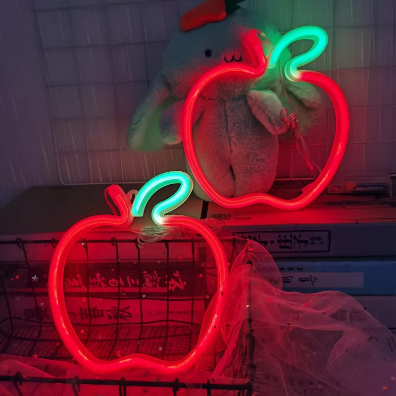 Room Decoration Apple Sign Modeling Lights Battery Powered LED Bar Light for Room Decoration Gift Night Light Party Holiday N15 Vue