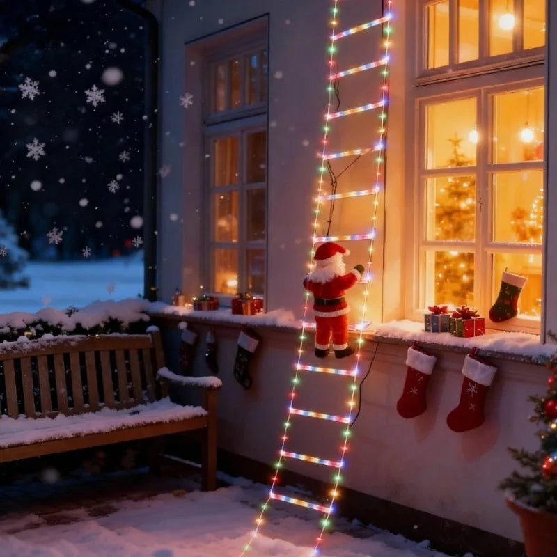 3M Christmas Decor String Lights, Santa Climbing Stairs Design Fairy Lamps for Indoor Party Window Ornament Vue