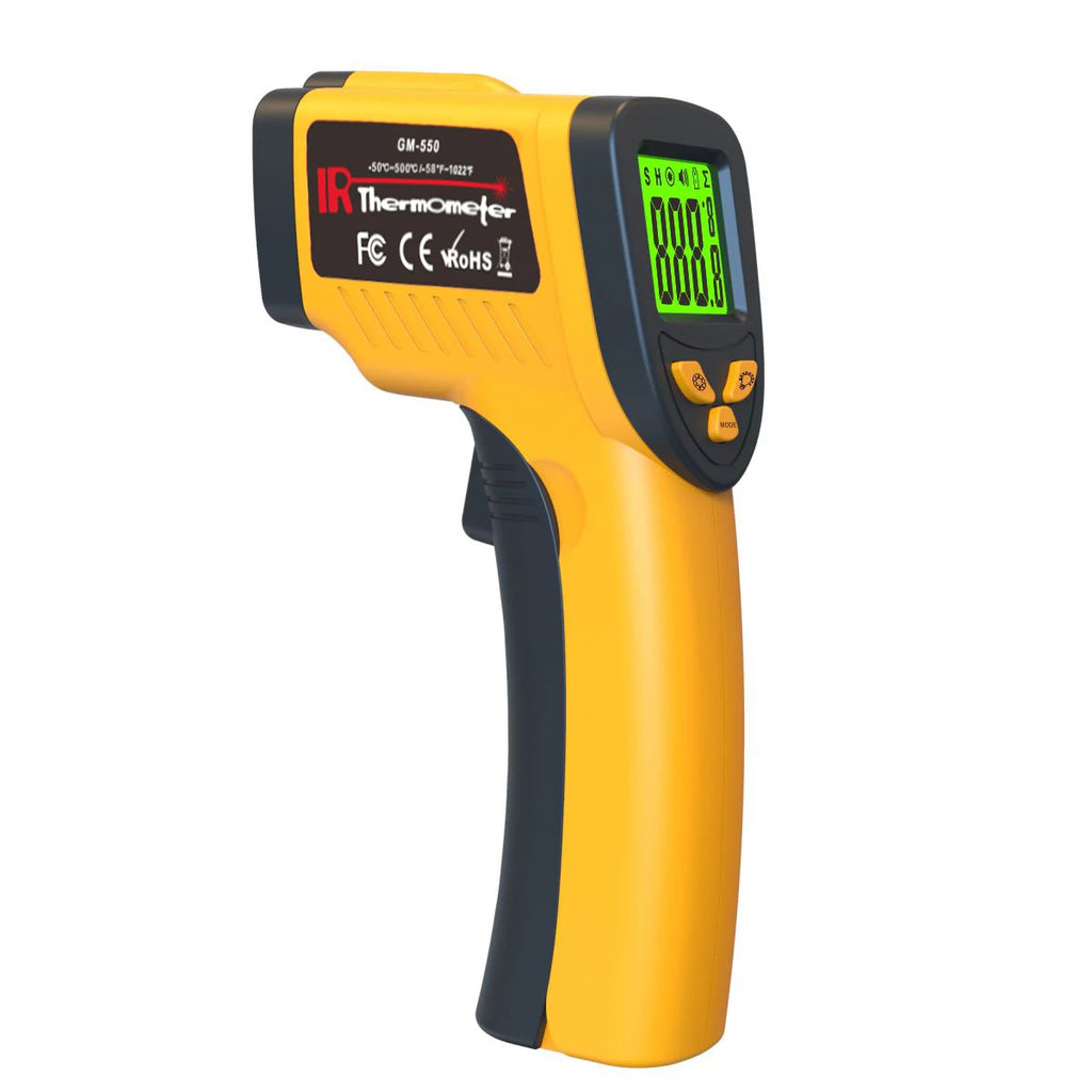 LAOLAU GM550 Infrared Thermometer Non-contact Laser Temperature Gun Handheld Temperature Sensor Handheld Digital Pyrometer 500°C Vue YELLOW