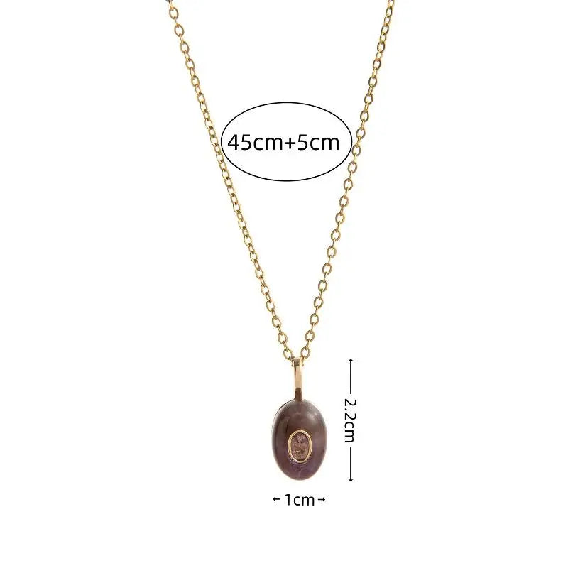 Trendy Titanium Steel Waterdrop Birthstone Charms Pendant Necklace