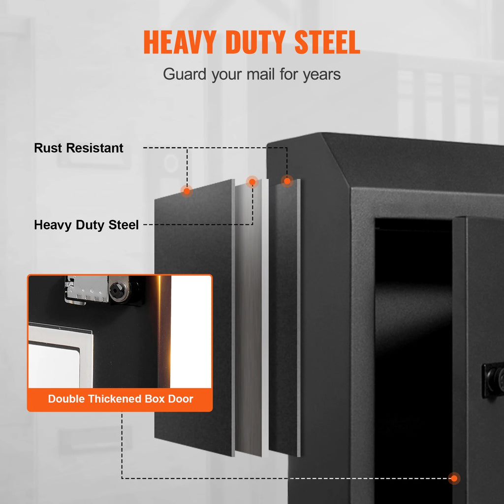 Through-the-Door Steel Mail Drop Box with Combination Lock Locking Mail Drop Box Vue