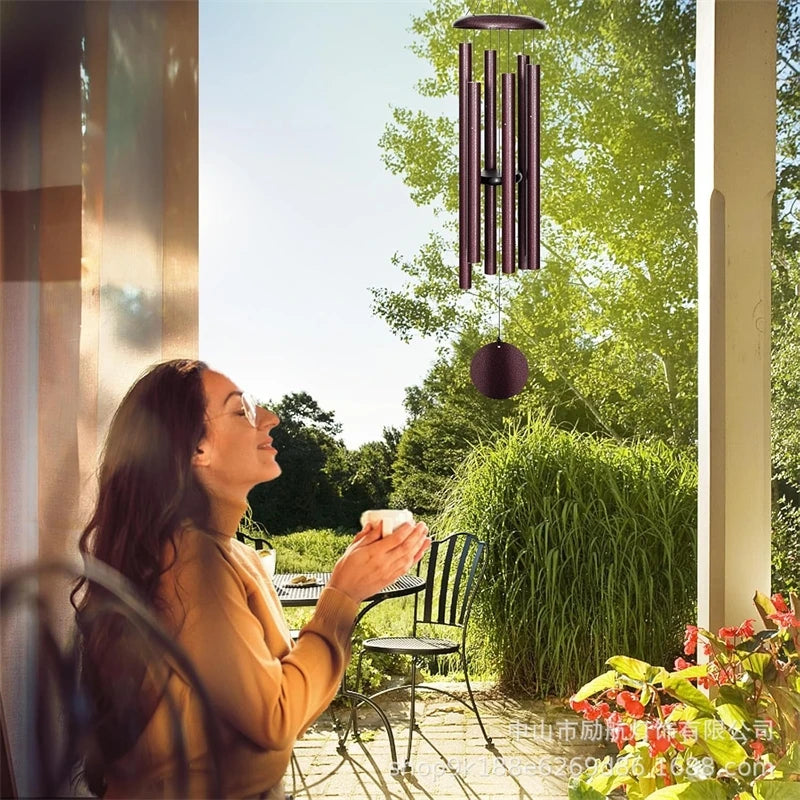 45 Inch Metal Wind Chime Red Iron Cap Floral Outdoor Garden Hanging Decor Elegant Gift For Couples And Home Lovers Birthday Vue