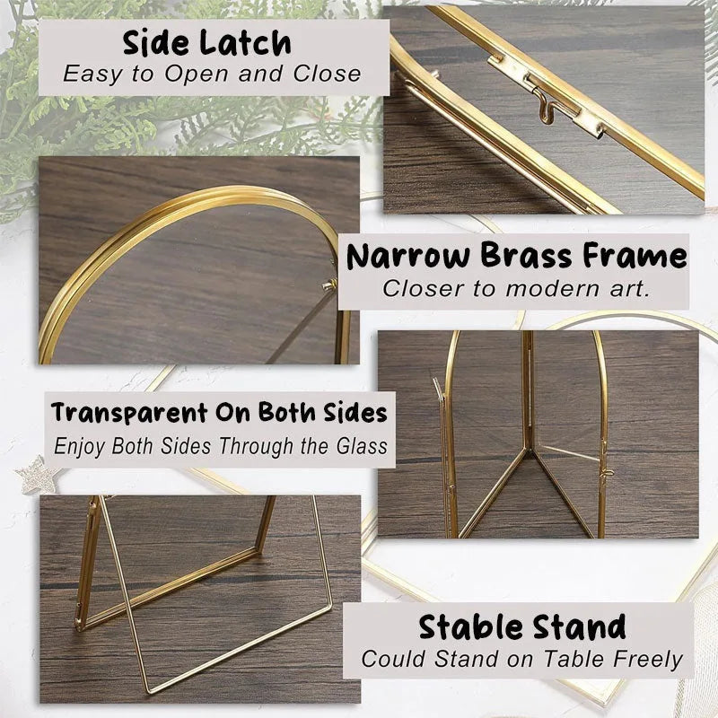 Arched Gold Glass Keepsake Frame – Baby & Pet Print Souvenir Keepsake Photo Frame Vue