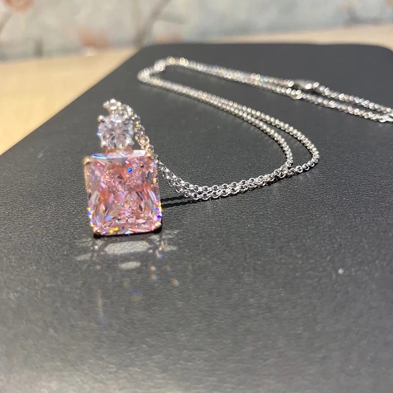 Huitan Two-Tone Pink Cubic Zirconia Pendant Necklace Pendant Necklace Vue