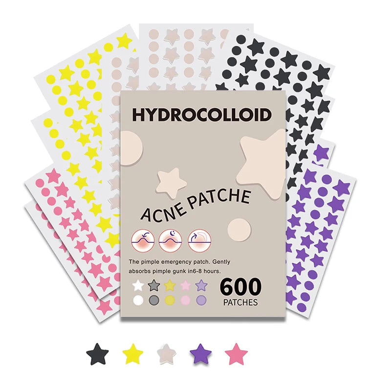 600 PCS/SET Star Pimple Patch Acne Colorful Invisible Acne Removal Skin Care Stickers Concealer Face Spot Beauty Makeup Tools Vue