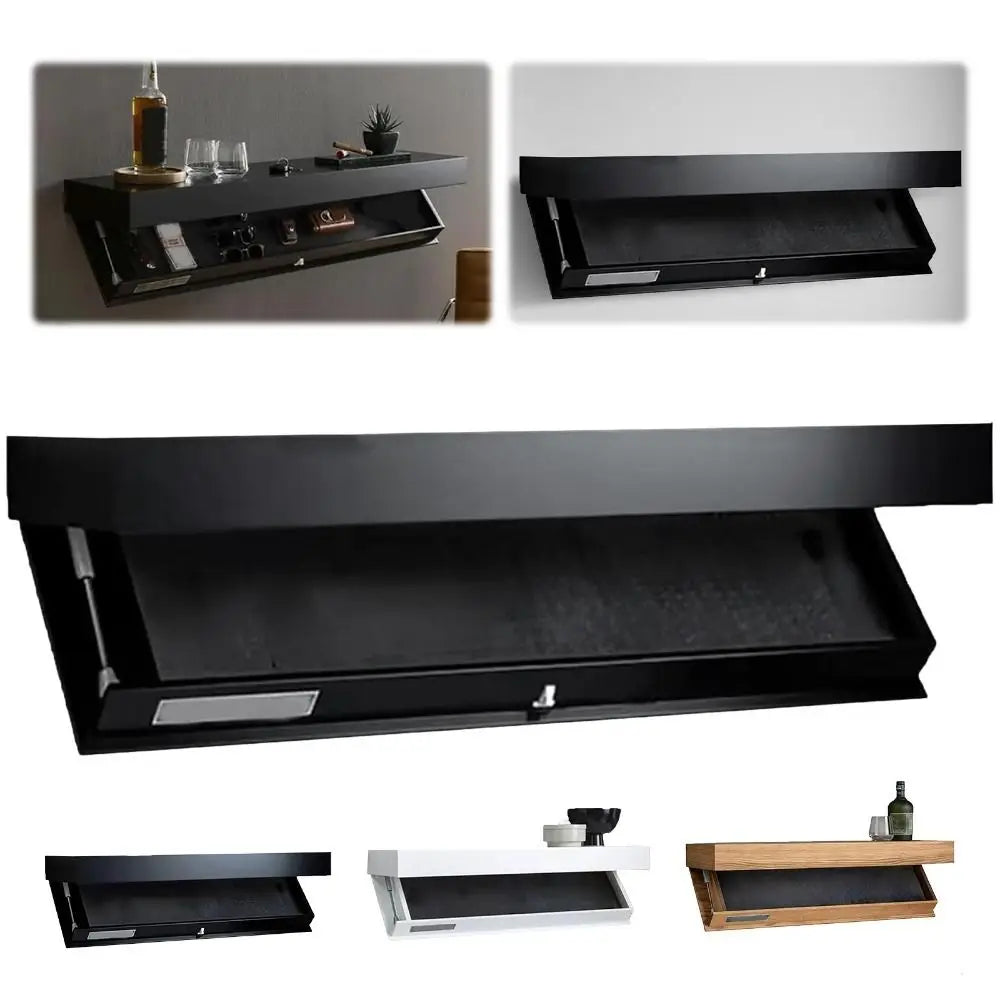 Solid Color Wooden Magic Flap Shelf Wall Mounted Decorative Hidden Shelves Space Saving with Secret Compartment Vue