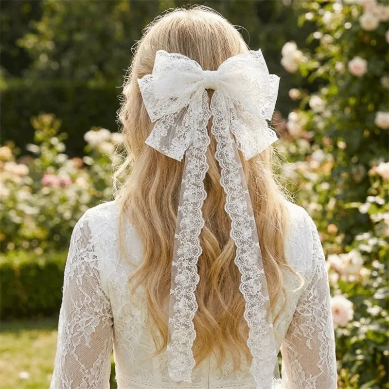 1-10PCS Lace Bow Ribbon Hair Claw for Women Elegant Vintage Barrette High End Hair Accessory for Party Wedding Daily Wear Vue