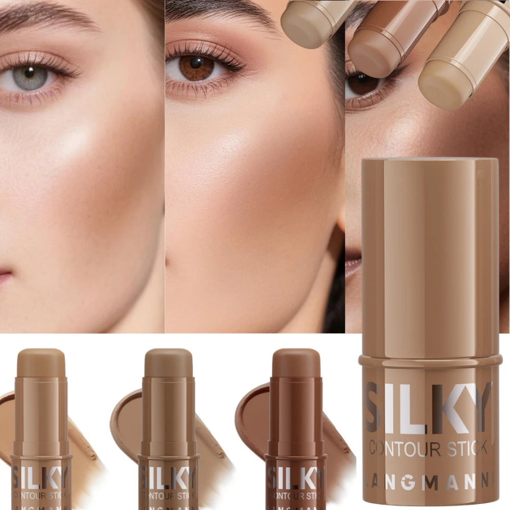 LANGMANNI Tri-Color Multi-Functional Face Brightening Contour Stick Contouring & Brightening Skin-Perfecting Stick Vue