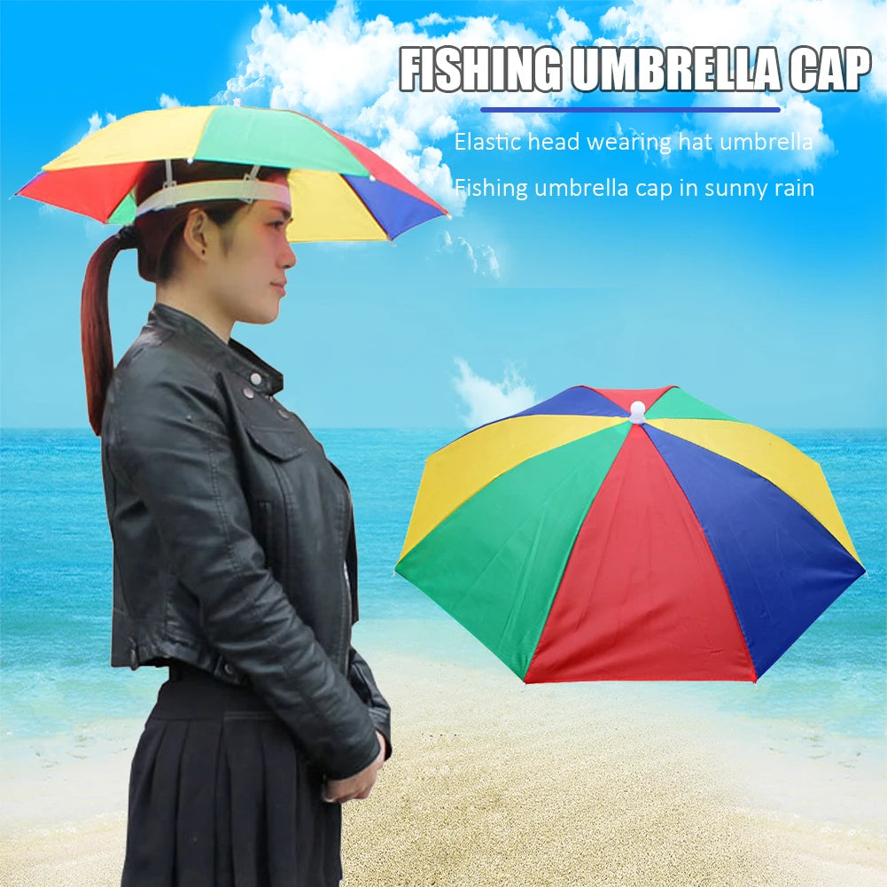 Foldable Adjustable Umbrella Hat Outdoor Camping Fishing Hiking Sun Shade Cap Vue