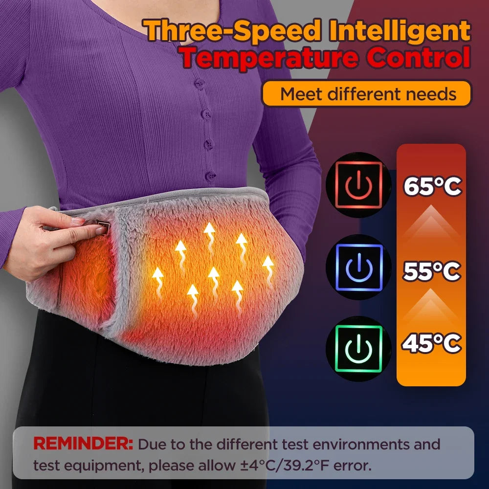 Electric Heating Waist Belt 3 Gear Heated Crystal Velvet Soft USB Hand Warmer Winter Hot Compress Abdominal Lumbar Uterus Heater Vue