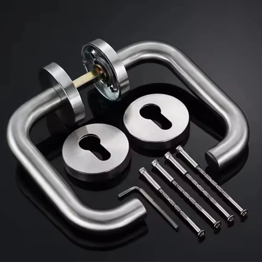 European standard 304 stainless steel handle round tube right angle split type indoror door lock handle outdoor fireproof door Vue