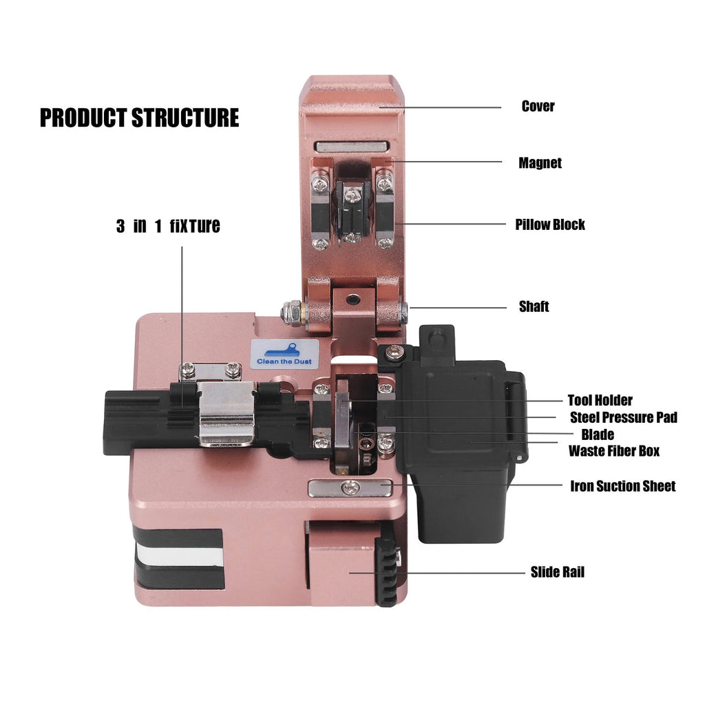 Fiber Cleaver Optic Cutting Tool Cleaver Cold Connection Hot Melting High Accuracy Cutter Cutting Tool with Waste Box Vue