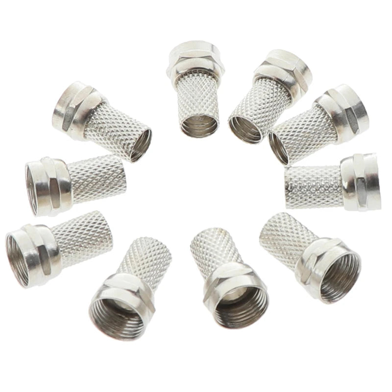 10Pcs New 75-5 F Connector Screw On Type For RG6 Satellite TV Antenna Coax Cable Vue 10PCS