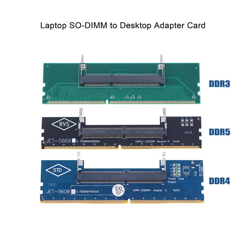 DDR3 DDR4 DDR5 Laptop SO-DIMM to Desktop Adapter Card Converter Memory RAM Connector Adapter Vue