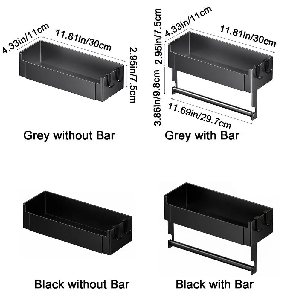 Carbon Steel Refrigerator Magnetic Shelf Punch Free Wall Mounted Refrigerator Side Storage Rack Large Capacity Space Saving Vue