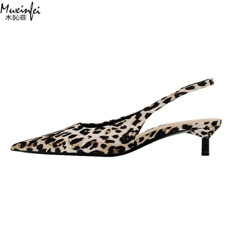 Women's Leopard Print Pointed Toe Stiletto Strap Sandals Stiletto Sandals Vue