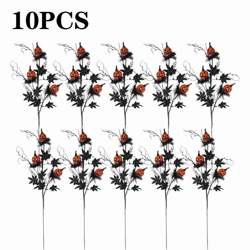 1-10PCS Pumpkin Maple Stem Floral Pick for Indoor Party Table Centerpiece Thanksgiving Halloween Christmas Decor Ornament Vue 10PCS