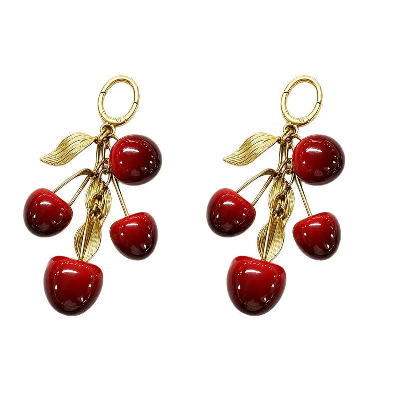 1/2pcs Resin Cherry Bag Charm Cute Keychain Pendant for Phone Lanyard Bag Accessories Jewelry For Christmas Gift Vue 2pcs