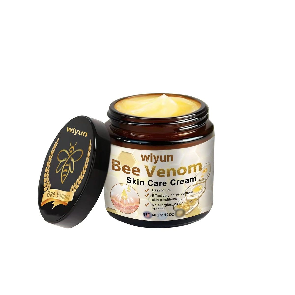 Bee Venom Skin Gentle Skin Cleansing Skin Care Cream Reduce Itchiness Strengthen Barrier Moisturizing Knee Body Massage Cream Vue 60g boxed
