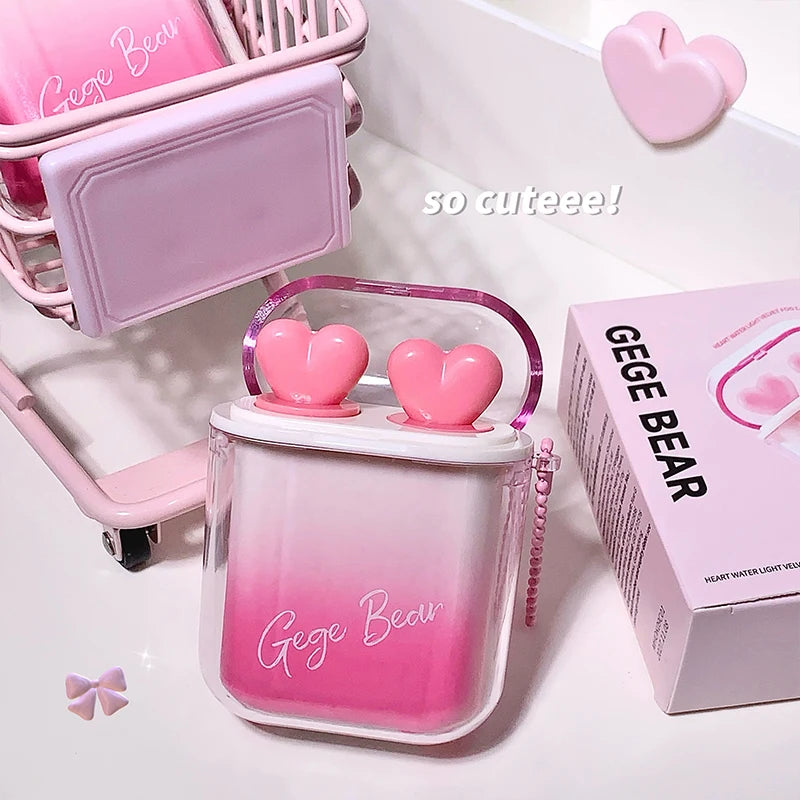 GEGE BEAR Water Gloss Velvet Matte Lip Glaze Combination Two-pack Mirror Matte Headphone Shaped Pendant Lipstick Vue