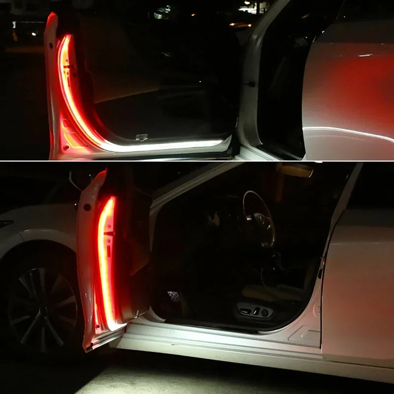 2pcs 120cm Red White LED Car Door Anti-Collision Warning Light Safety Warning Streamer Lamp Strip Decorative Ambient Light Vue