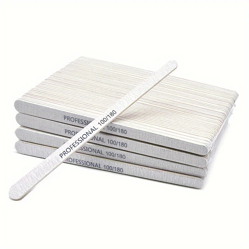 Grey Sandpaper Nail Files 100/180/240 Buffs For Manicure Pedicure Tools Material Srong Thick Nails File Kit Vue