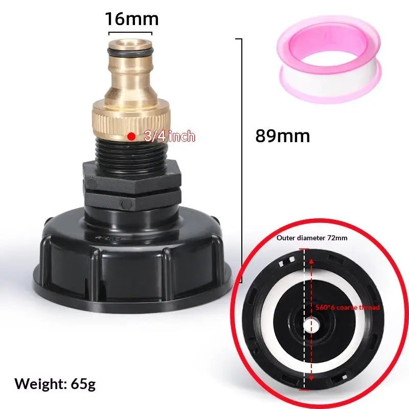 1 Set IBC Tank Valve Adapter 1 2 3 4 Inch Water Hose Connector with 60mm Coarse Thread for Reusable Liquid Storage Vue A3 6 points