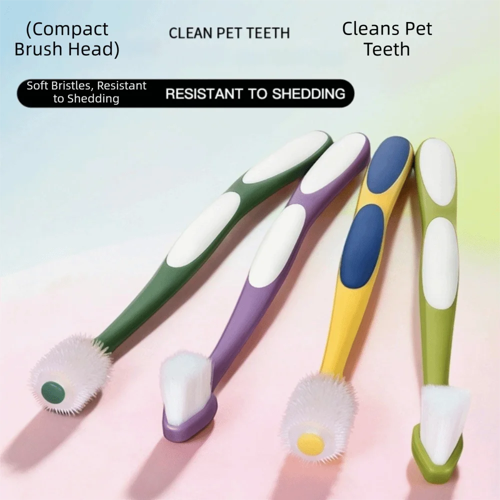 2pcs 360 Degree Cleaning Dog Toothbrush Micro Head Soft Hair Bristles Teeth Cleaning Brush Bite Resistant Cat Toothbrushes Vue