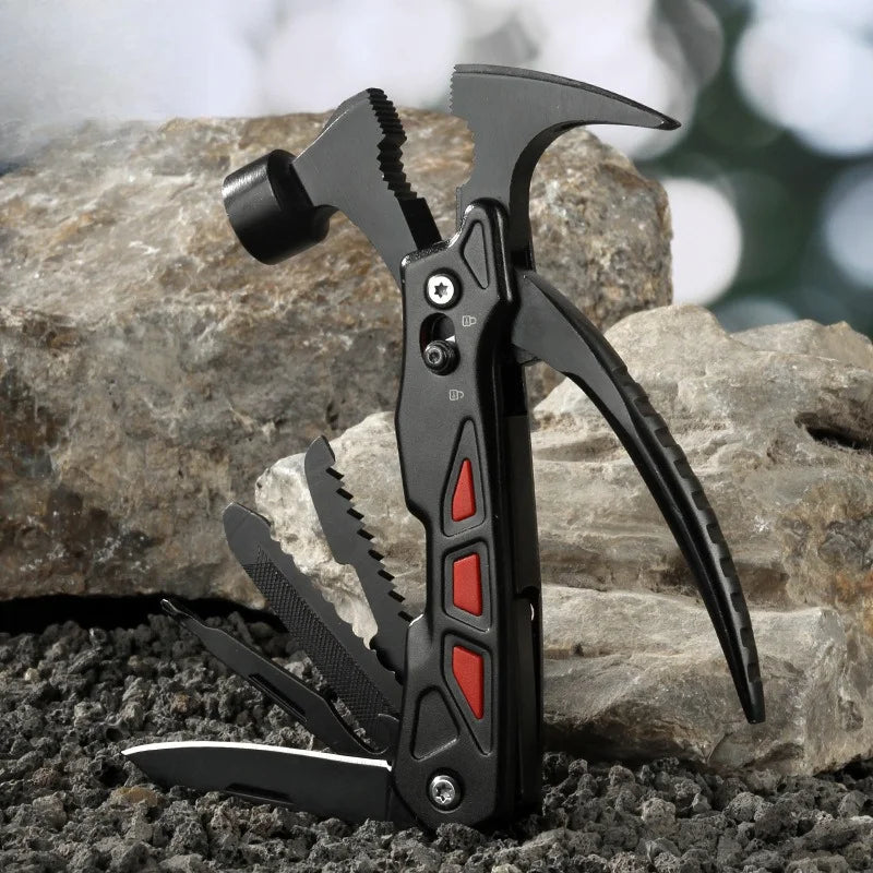 New Outdoor Multifunctional Claw Hammer Window Breaking Stainless Steel Multifunctional Clamp Hammer Campground Nail Hammer Tool Vue