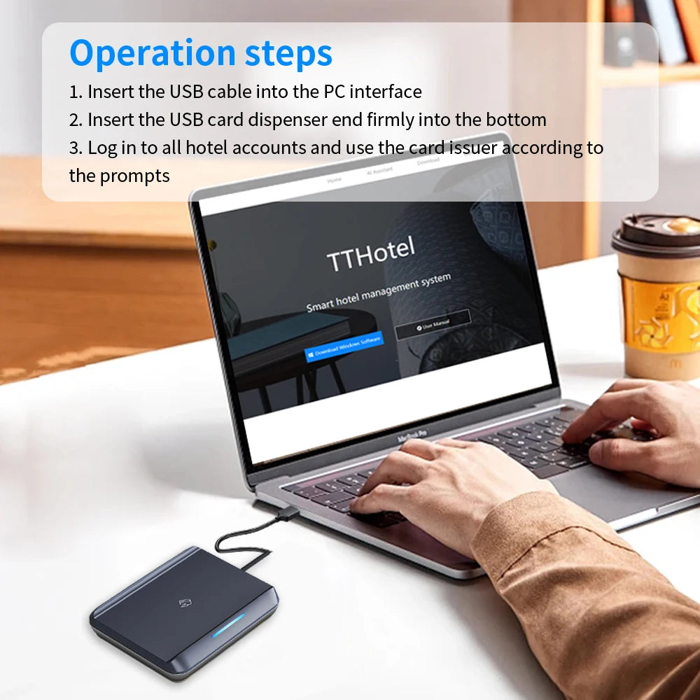 E5SN TTLOCK APP Hotel Room Smart Card Key Distributor RFID 13.56MHz M1 Card Reader Transmitter Suitable for TTLOCK Hotel Vue