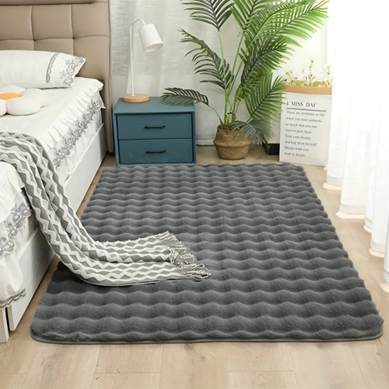 Bubble Fleece Plush Rug Thick Washable Anti Dirty Simple Fluffy Area Carpet for Living Room Bedroom Bedside Home Decor Vue 60x180cm A1