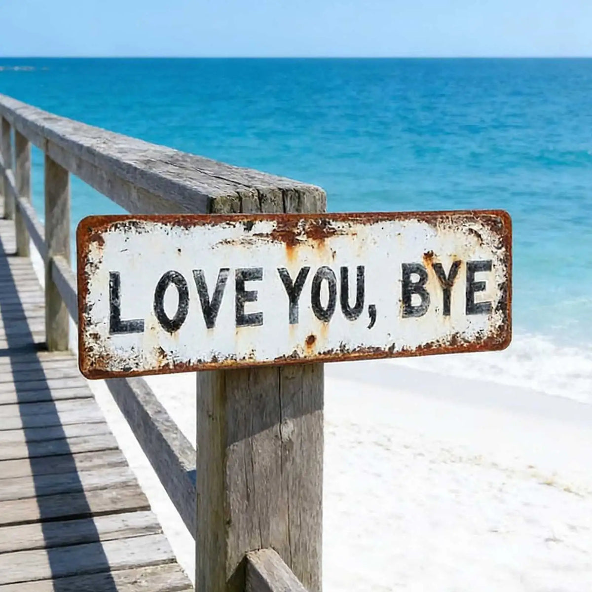Love You Bye Vintage Metal Wall Sign | Retro Distressed Plaque Metal Wall Sign Vue