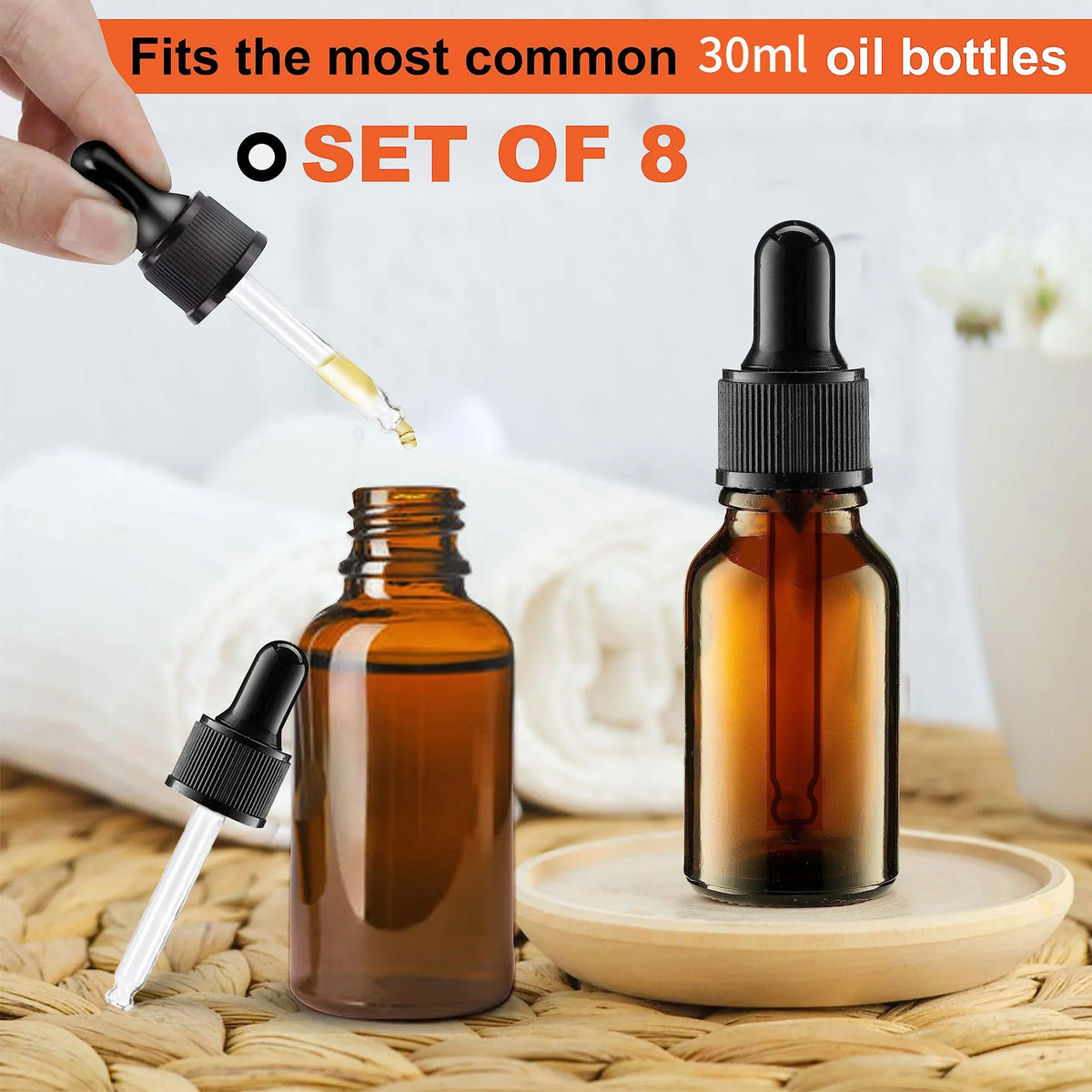 vvocci 30 ml 8-pack Herbal Homeopathic Remedies, Nail Polish Remover,Extracts, Glass Dropper for Essential Oils, Vue