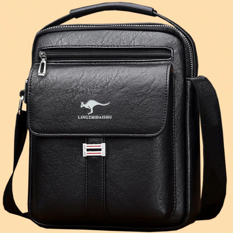 Men Multifunctional Leather Shoulder Bag Multi Pocket Crossbody