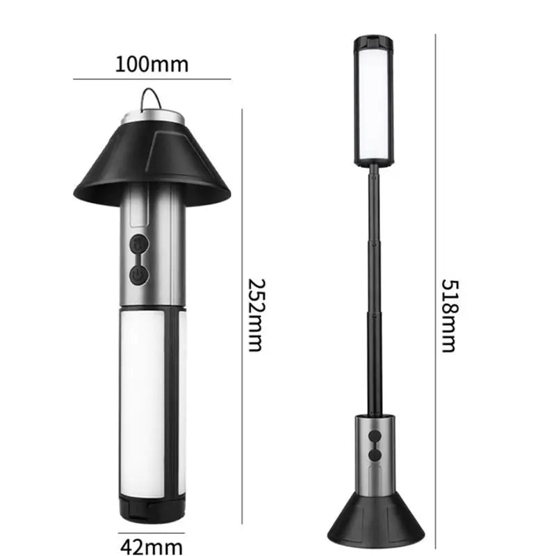 ABKW-Camping Light Multi-Functional Rechargeable Telescopic Lantern Flashlight 2 In 1 Outdoor Emergency Work Light Vue