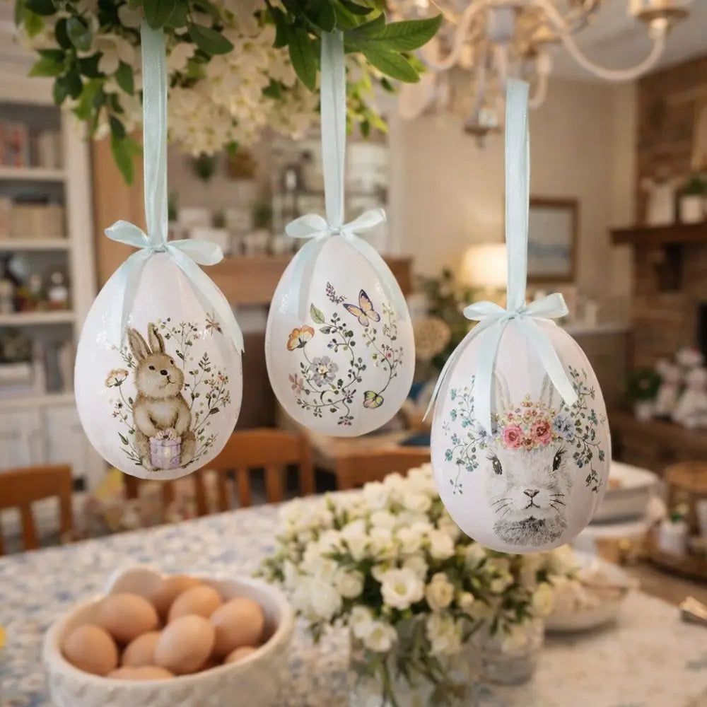 Foam Easter Eggs Pendant DIY Craft Cartoon Easter Simulation Egg Artificial Decorative Easter Party Decorations Party Favor Vue